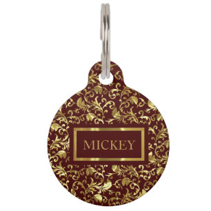 Metallische Golden Damask Pet ID-Tag Haustiermarke