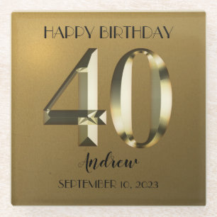 Metallische goldene Folie 40. Geburtstag Glasuntersetzer