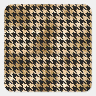 Metallische goldene Hunde Zahn, Modemuster. Quadratischer Aufkleber