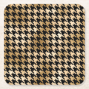 Metallische goldene Hunde Zahn, Modemuster. Rechteckiger Pappuntersetzer