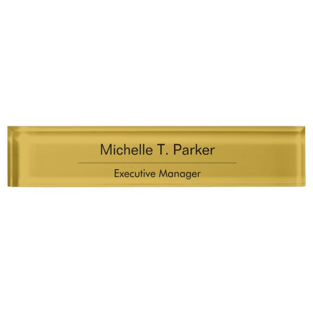 Metallische Goldfarbe elegant schlicht minimalisti Namensplakette (Vorderseite)