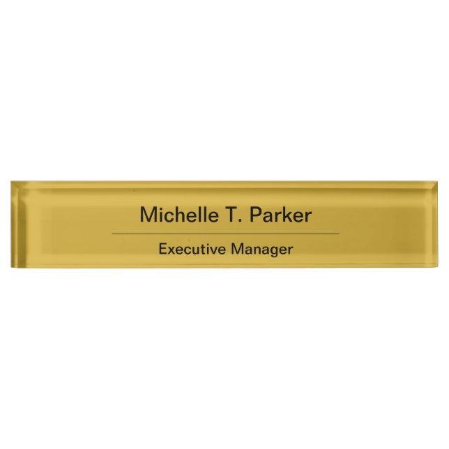 Metallische Goldfarbe elegant schlicht minimalisti Namensplakette (Vorderseite)