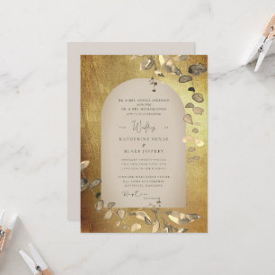 Metallische goldfarbene und beige geometrische Fol Einladung