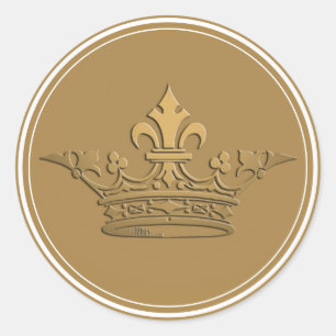 Metallische Goldgrenze für Vintage Kronen Runder Aufkleber