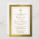 Metallische Goldkreuz-Heilige Kommunion oder Bestä Einladung (Vorderseite)