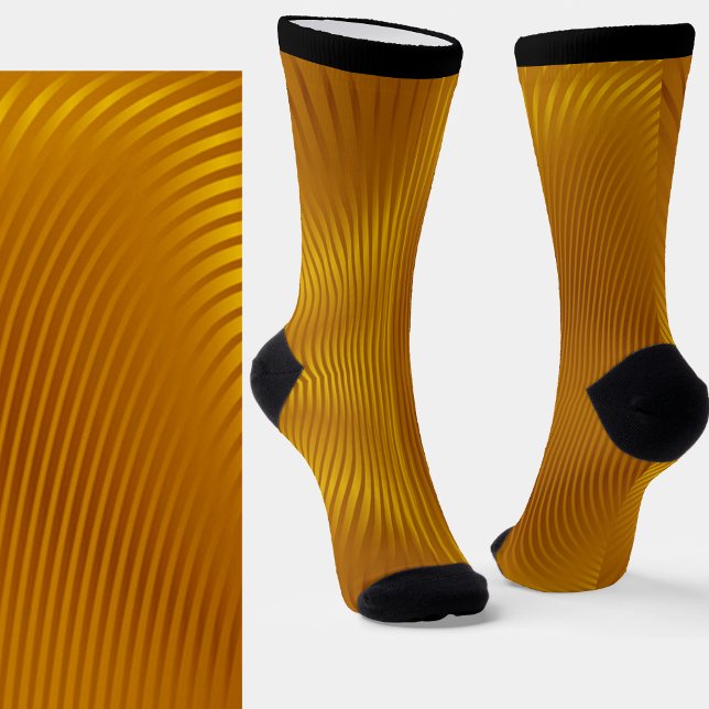 Metallische Goldkurven Geometrische Form Gelbbraun Socken (Von Creator hochgeladen)