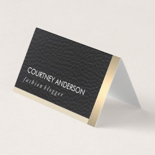 Metallische Goldschmiedearbeiten und Leder Visitenkarten