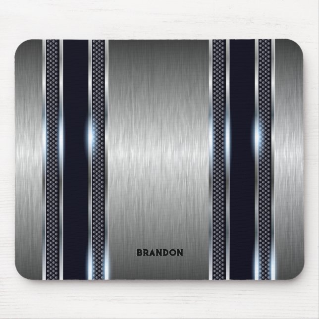 Metallische graue industrielle geometrische Strukt Mousepad (Vorne)