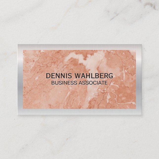 Metallische Grenze | Orange Marble Slab Visitenkarte (Vorderseite)