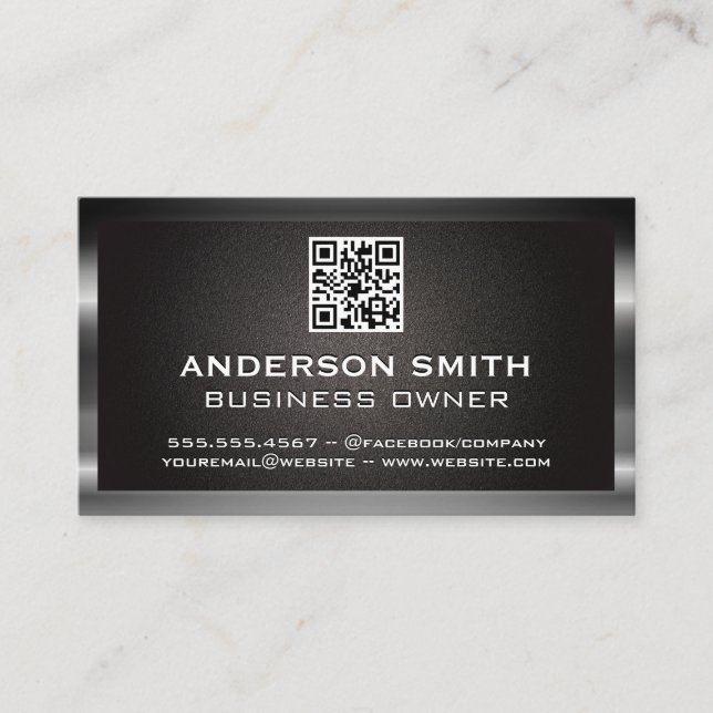 Metallische Grenze | QR Code Business Card Visitenkarte (Vorderseite)