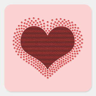 Metallische Heart Square Sticker, rot Quadratischer Aufkleber