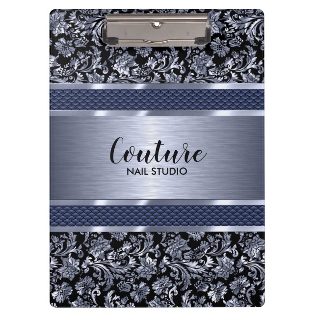 Metallische hellblaue Damasken und gebürsteter Sta Klemmbrett (Vorderseite)