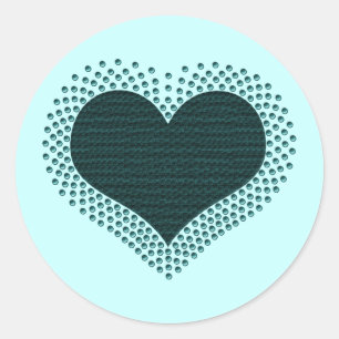 Metallische Herz-Aufkleber, aquamarin Runder Aufkleber
