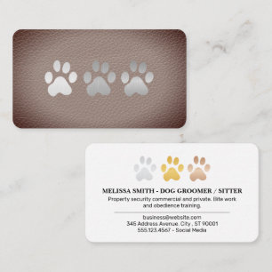 Metallische Hundepaws Lux Leather Background Visitenkarte