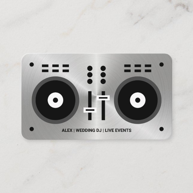 Metallische Imitate HochzeitsdJ Visitenkarte (Vorderseite)
