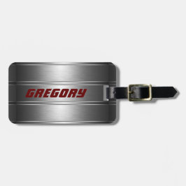 Metallische Imitate Silver Stripes Muster rote Akz Gepäckanhänger