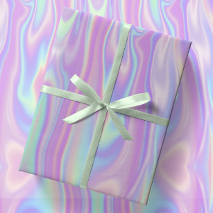 Metallische Iridescent Rainbow Pink Aqua Lila Girl Geschenkpapier
