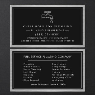 Metallische Klempnerdienste Klempner Schwarz Silbe Visitenkarte
