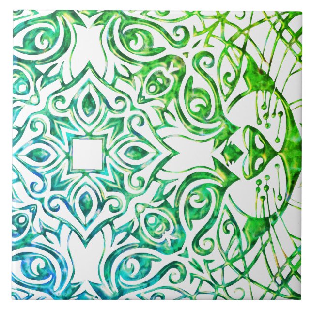 Metallische Kupfer Look Katze Kunst Cool Mandala K Fliese (Vorderseite)