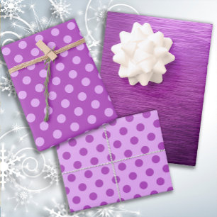 Metallische Lila-Beeren-Töne-Punkt-Weihnachten Geschenkpapier Set