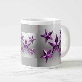 Metallische Lila Sterne Gradient Gray Jumbo Tasse