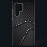 Metallische Mashtextur Silver Dynamic Line Akzente Samsung Galaxy Hülle<br><div class="desc">Schwarze und graue metallische Textur mit metallischem Mash-Hintergrund und einem dynamischen silbernen Streifen. Modernes Design.</div>