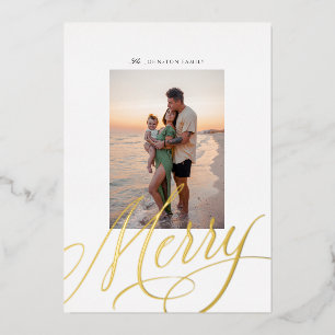 Metallische Merry Script Holiday Foil Card Folien Feiertagskarte