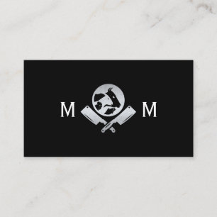 Metallische Metzgermesser   Logo für Tiere Visitenkarte