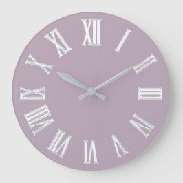 Metallische Minimal römische Zahlen Silver Gray Große Wanduhr