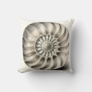 Metallische Nautilus-Schnecken-Spiral-Geometrie  Kissen