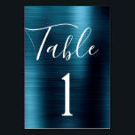 Metallische Navy-Hochzeitmetall-Tischnummer Tischnummer<br><div class="desc">Navy Blue Imitats Metallic Stainless Steel Metal Script Moderne und Elegante Tischnummer. Die Tischnummer kann auf dieser Navy Blue Girly-Karte aktualisiert und geändert werden. Diese Tischnummer-Karte ist Teil einer passenden Hochzeitskollektion und weitere passende Artikel können Sie beim Designer anfordern.</div>