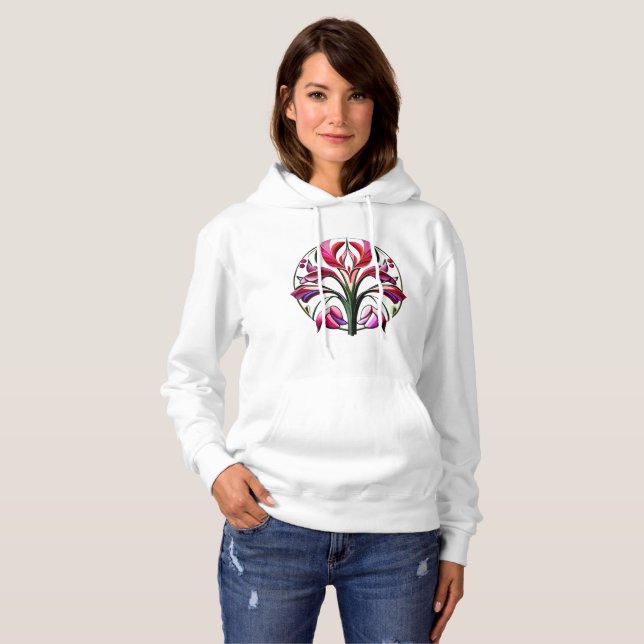 Metallische Orchidee: Eine rosa und gelbe Extravag Hoodie (Vorne ganz)