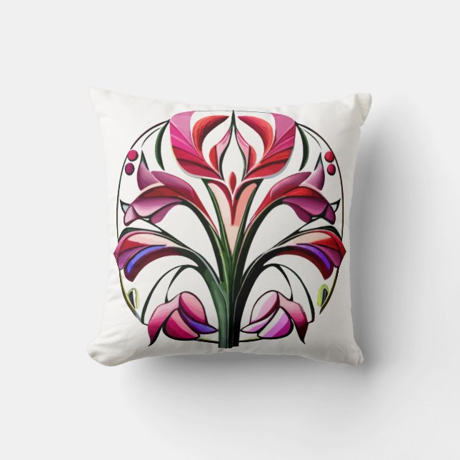 Metallische Orchidee: Eine rosa und gelbe Extravag Kissen (Vorderseite)