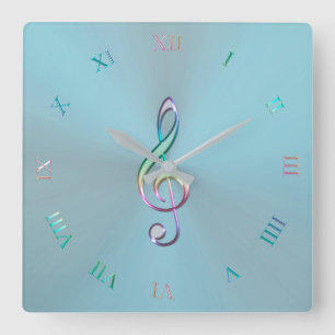 Metallische Pastel Music Clef Uhr