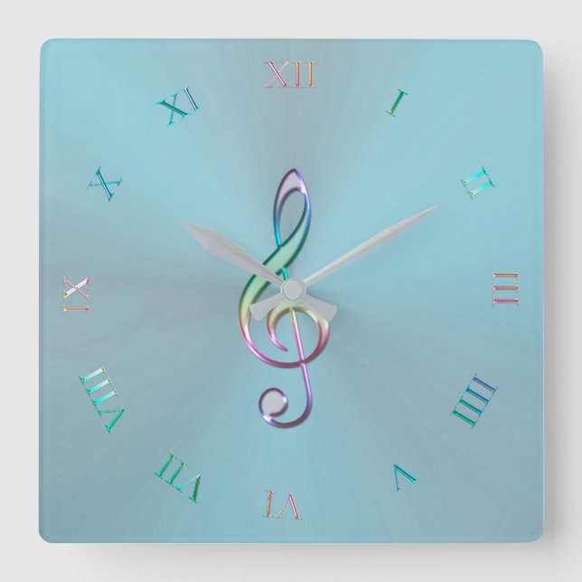 Metallische Pastel Music Clef Uhr (Vorderseite)