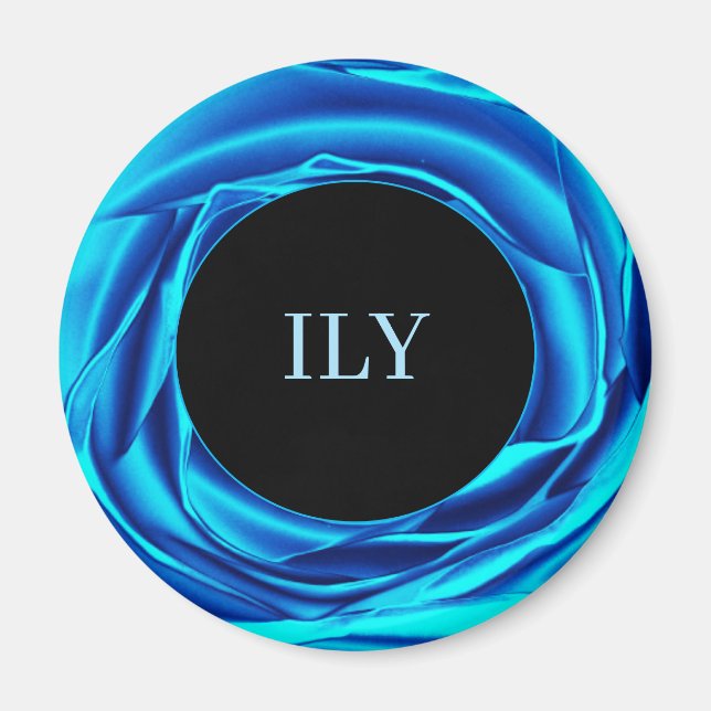 Metallische Rose Blue Magnet (Vorne)