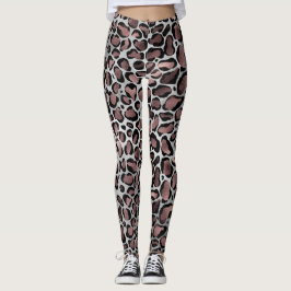 Metallische Rose Gold & Black Leopard-Punkte auf W Leggings