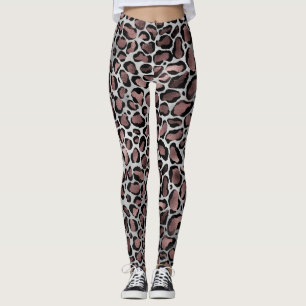 Metallische Rose Gold & Black Leopard-Punkte auf W Leggings