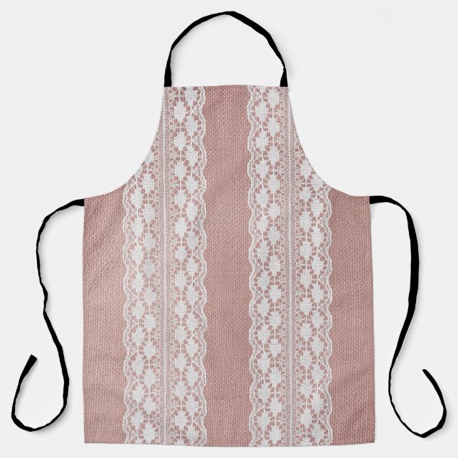 Metallische Rose Gold, cremefarbene Spitzentextur. Schürze (Vorderseite)