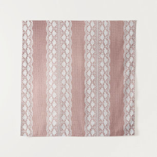 Metallische Rose Gold, cremefarbene Spitzentextur. Wandteppich
