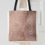 Metallische Rose Gold Glitzer Personalisiert<br><div class="desc">Einfach personalisieren Sie diese Rose goldgebürstetes Metall und glamouröse Imitate Glitzer gemustert Tote Tasche mit Ihrem eigenen individuelle Name.</div>