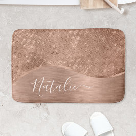 Metallische Rose Gold Glitzer Personalisiert Badematte
