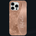 Metallische Rose Gold Glitzer Personalisiert Case-Mate iPhone Hülle<br><div class="desc">Einfach personalisieren Sie diese Rose Gold gebürstetes Metall und glamouröse Imitate Glitzer gemustert Handy Gehäuse mit Ihrem eigenen individuelle Name.</div>