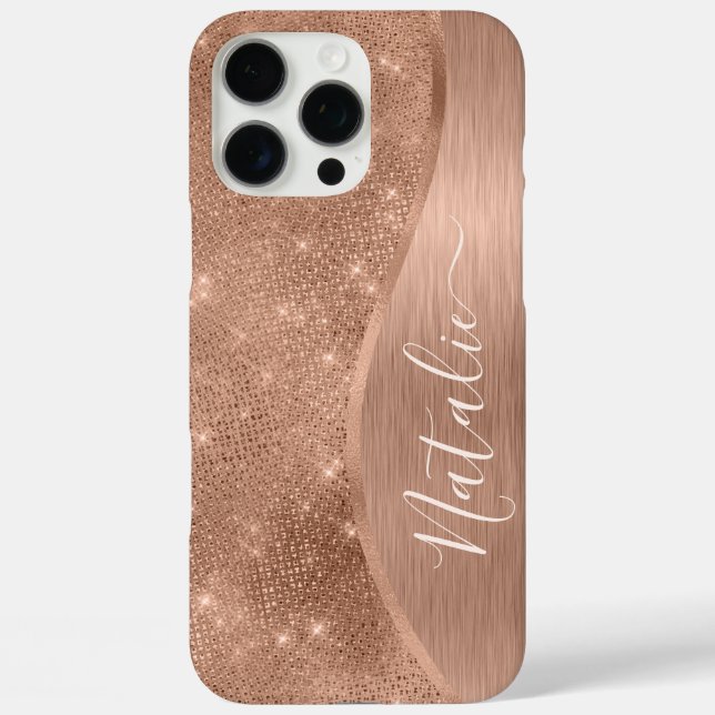 Metallische Rose Gold Glitzer Personalisiert Case-Mate iPhone Hülle (Rückseite)
