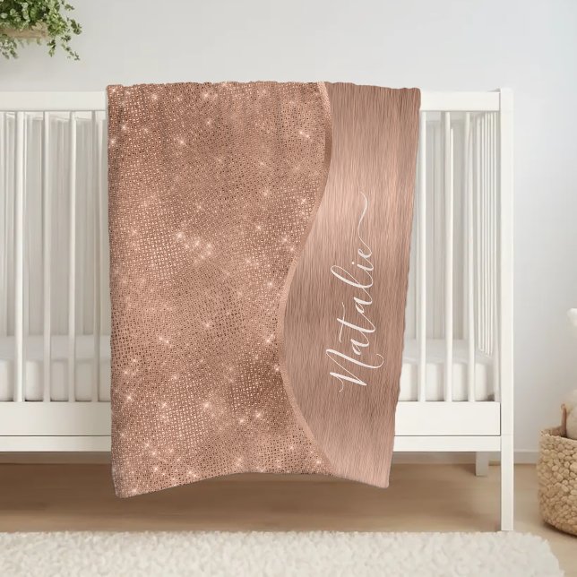 Metallische Rose Gold Glitzer Personalisiert Fleecedecke (Von Creator hochgeladen)