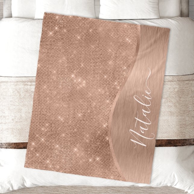 Metallische Rose Gold Glitzer Personalisiert Fleecedecke (Von Creator hochgeladen)