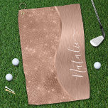 Metallische Rose Gold Glitzer Personalisiert Golfhandtuch<br><div class="desc">Personalisieren Sie diese Rose goldgebürstetes Metall und glamouröse Imitate Glitzer gemustert Golftücher mit Ihrem eigenen individuelle Name.</div>