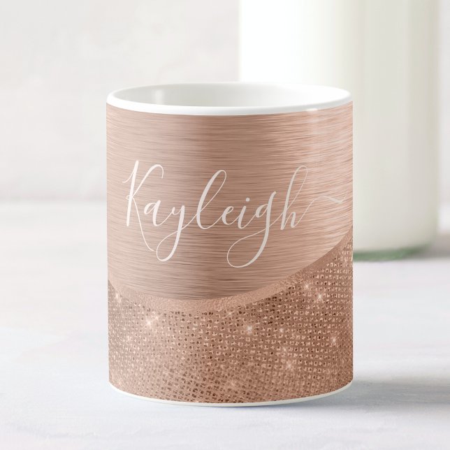 Metallische Rose Gold Glitzer Personalisiert Kaffeetasse (Von Creator hochgeladen)
