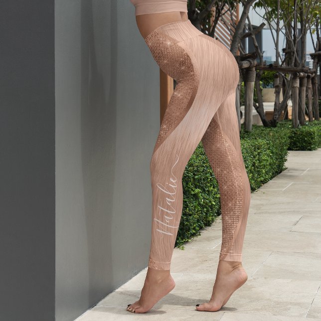 Metallische Rose Gold Glitzer Personalisiert Leggings (Von Creator hochgeladen)