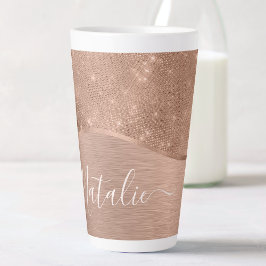 Metallische Rose Gold Glitzer Personalisiert Milchtasse